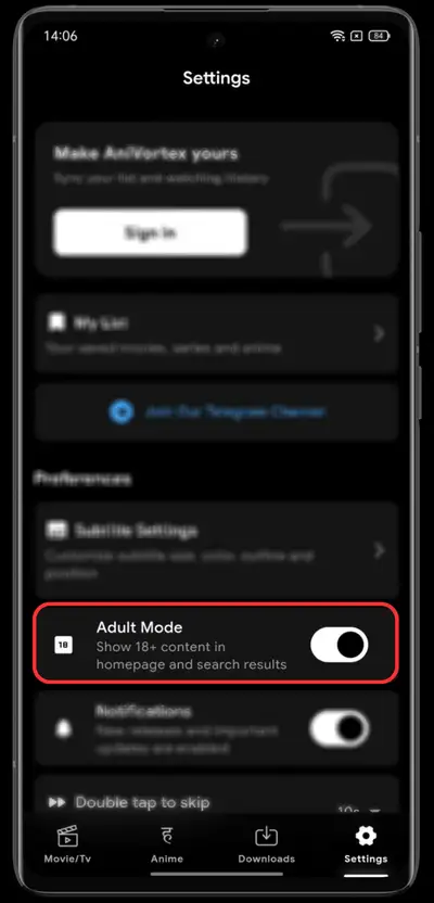 AniVortex App (Official) Download For Android & TV 2026 9 Adult Mode
